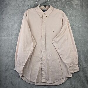 Vintage Ralph Lauren Oxford Button Down Shirt Mens 17 1/2 34/35 Beige Yarmouth
